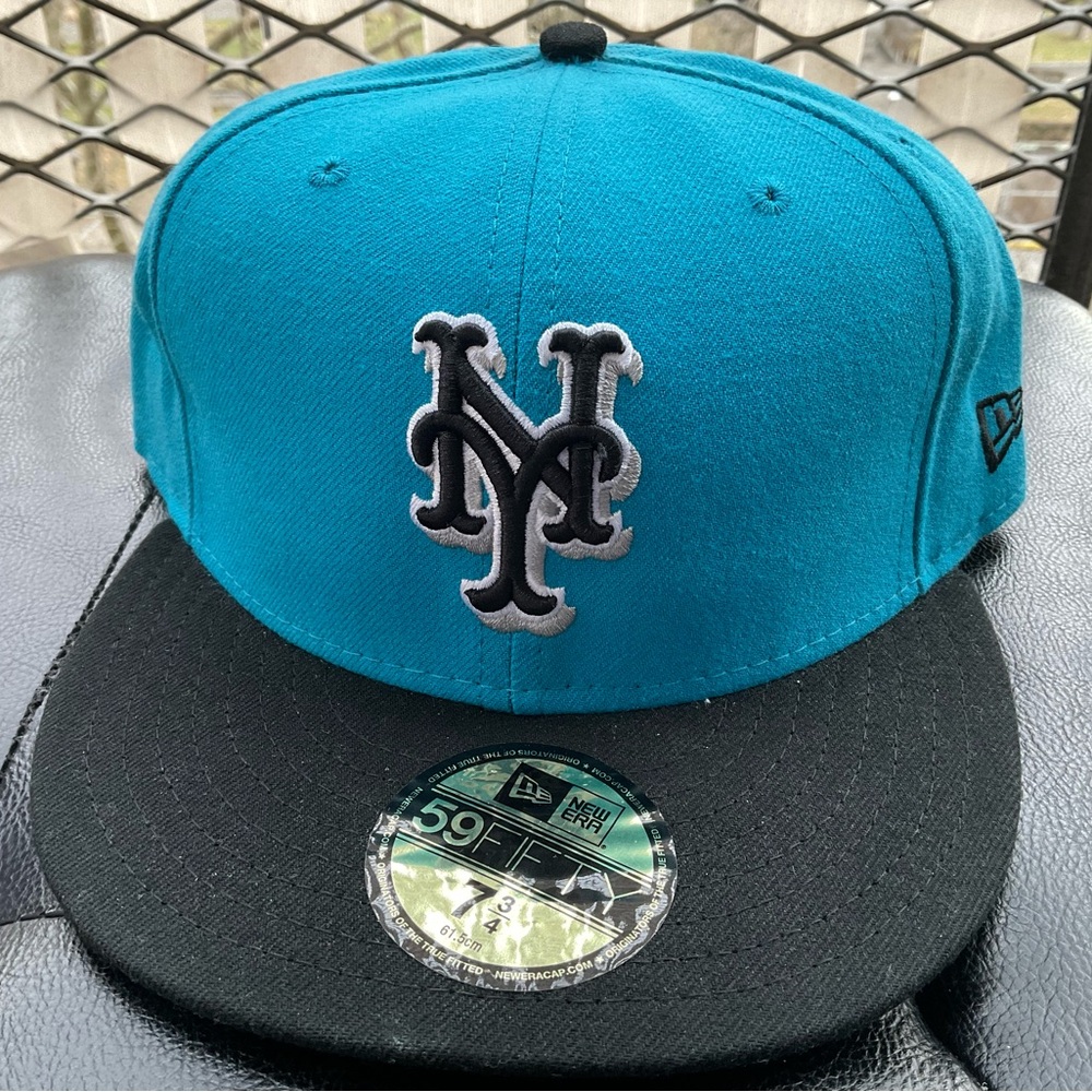 New York Mets Florida Marlins Black Brim Fitted 7 3/4